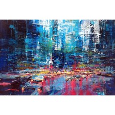 Shan Amrohvi, 24 x 36 inch, Acrylic on Canvas, Cityscape Painting, AC-SA-187